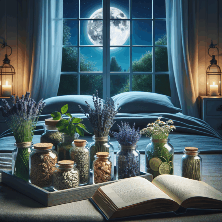 Generate an eye-catching, high-quality featured image prompt for a blog post about: Herbs for Sleep: