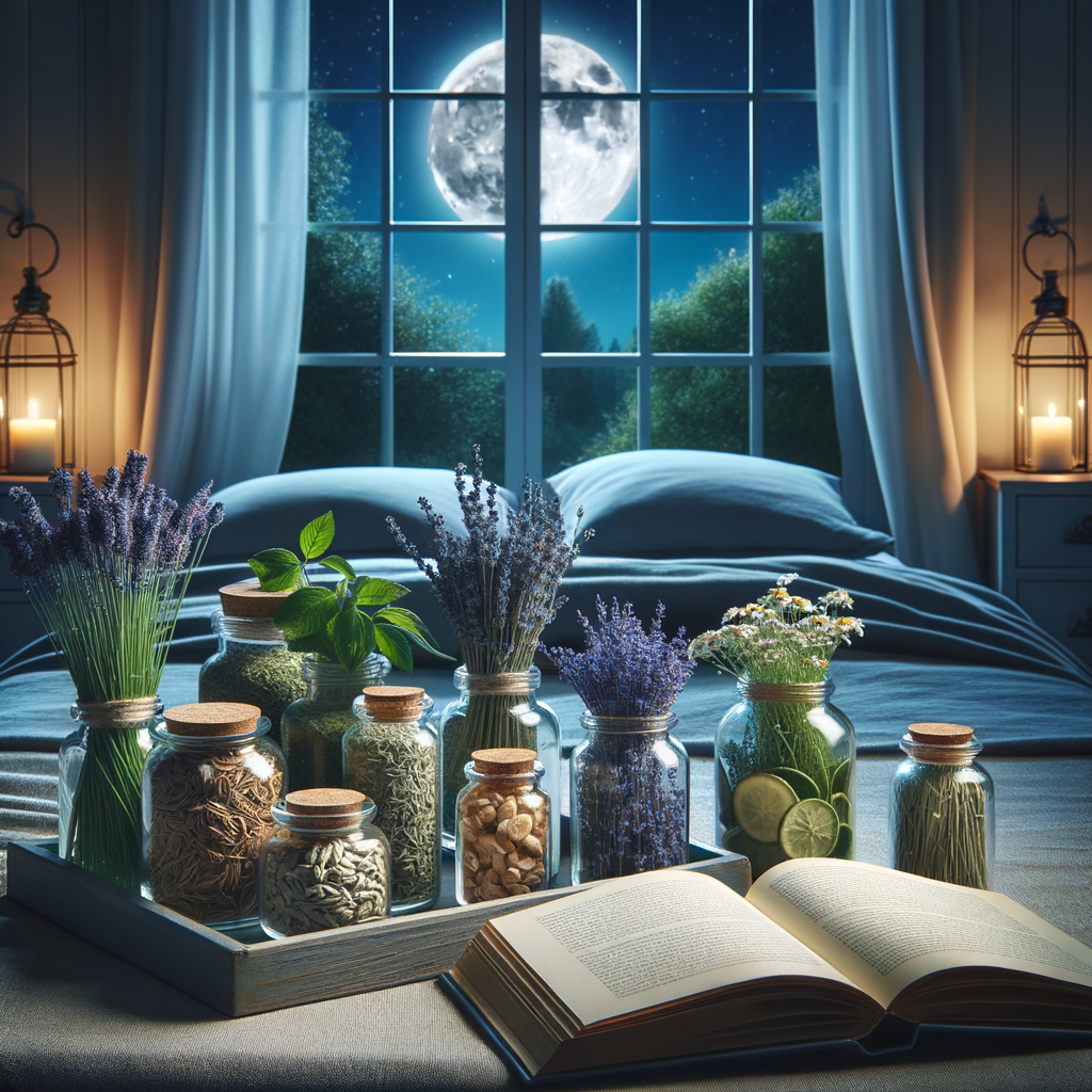 Generate an eye-catching, high-quality featured image prompt for a blog post about: Herbs for Sleep:
