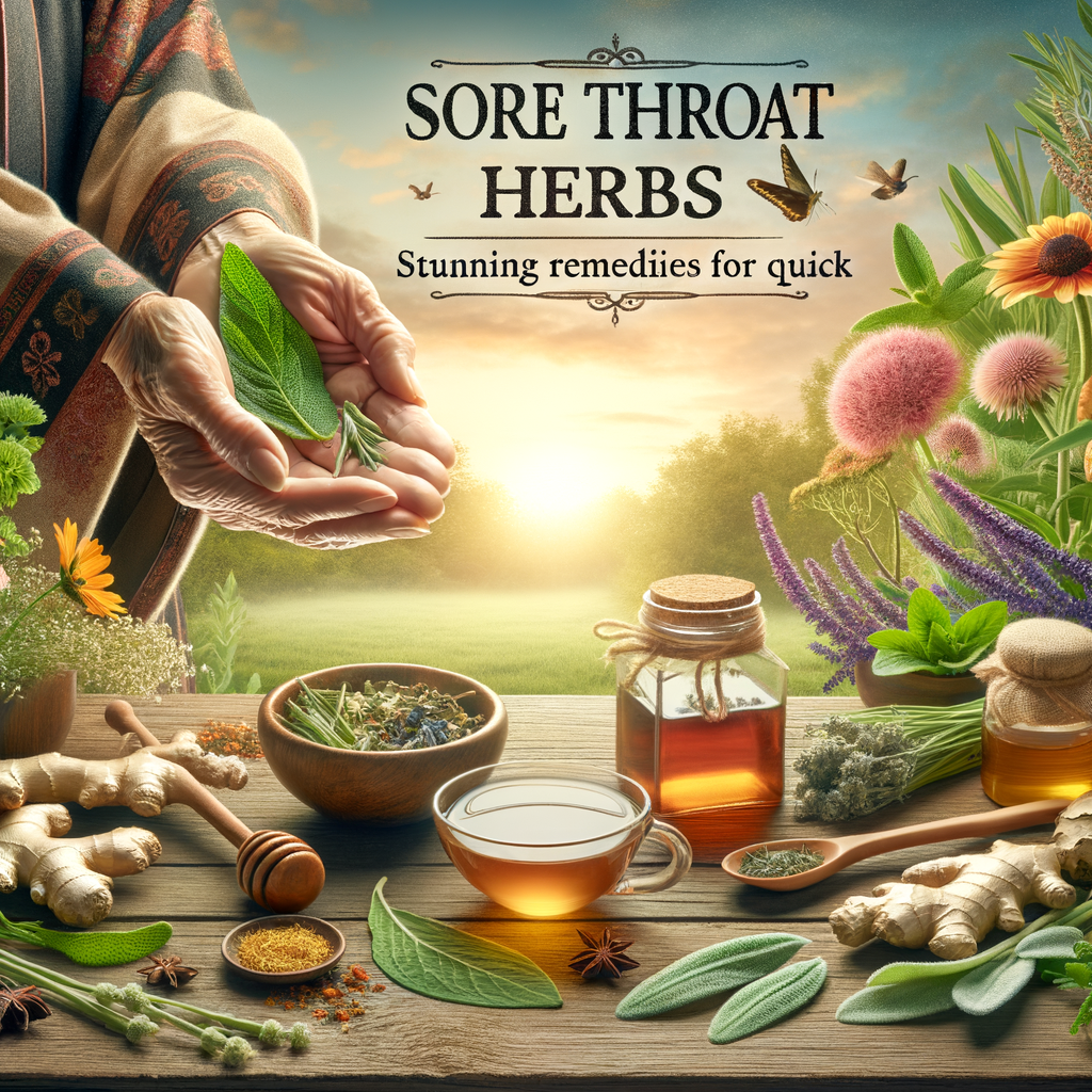 Generate an eye-catching, high-quality featured image prompt for a blog post about: Sore Throat Herb