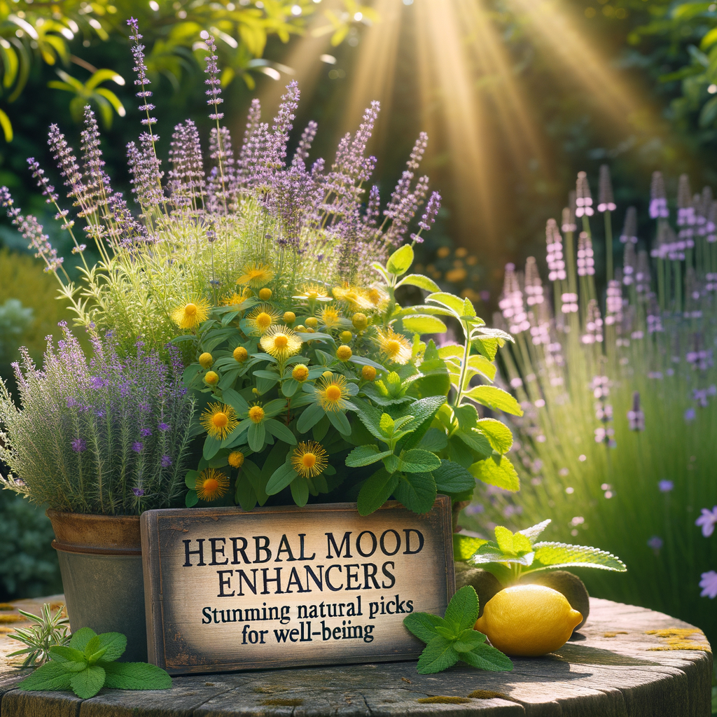 Generate an eye-catching, high-quality featured image prompt for a blog post about: Herbal Mood Enha