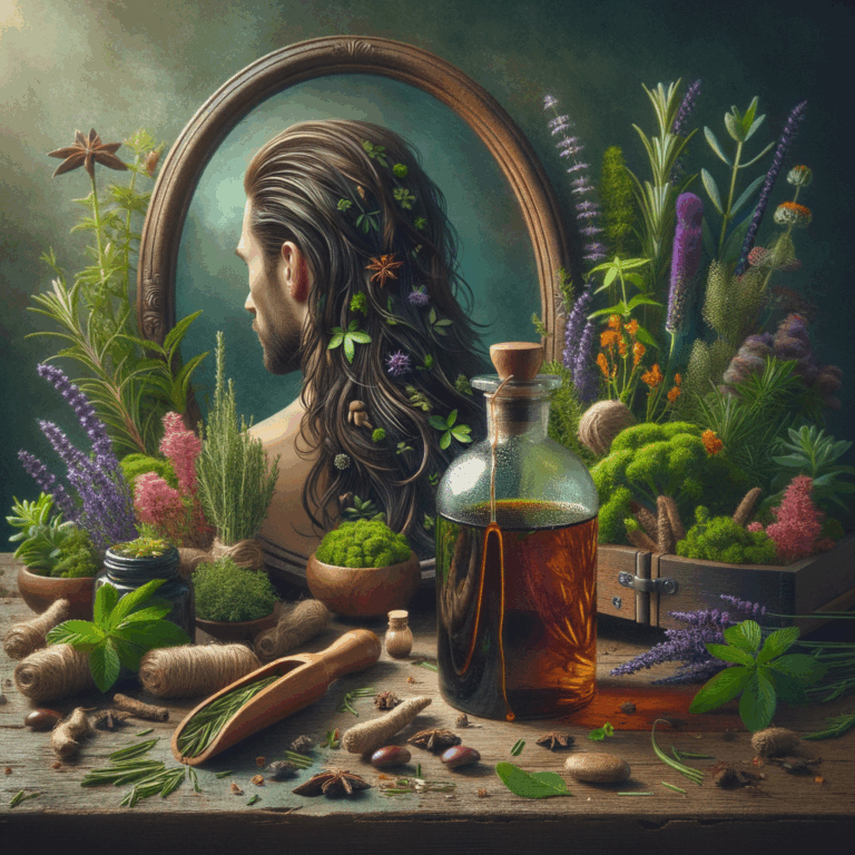 Generate an eye-catching, high-quality featured image prompt for a blog post about: Herbal Hair Loss