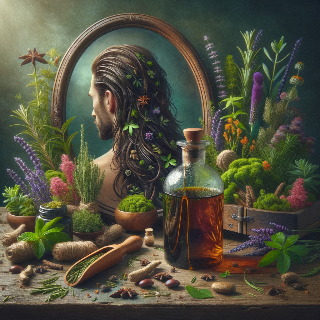 Generate an eye-catching, high-quality featured image prompt for a blog post about: Herbal Hair Loss