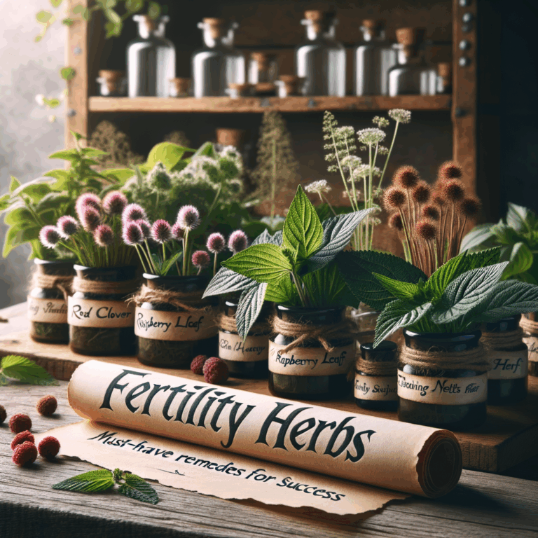 Generate an eye-catching, high-quality featured image prompt for a blog post about: Fertility Herbs: