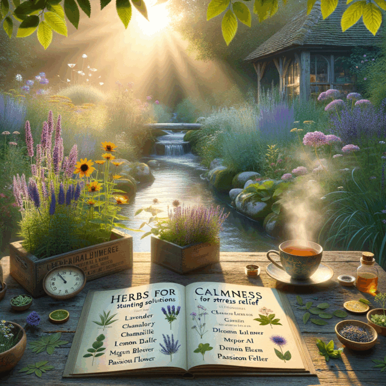 Generate an eye-catching, high-quality featured image prompt for a blog post about: Herbs for Calmne