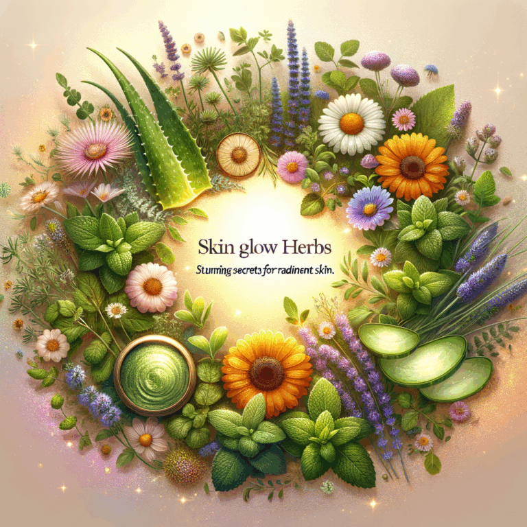 Generate an eye-catching, high-quality featured image prompt for a blog post about: Skin Glow Herbs: