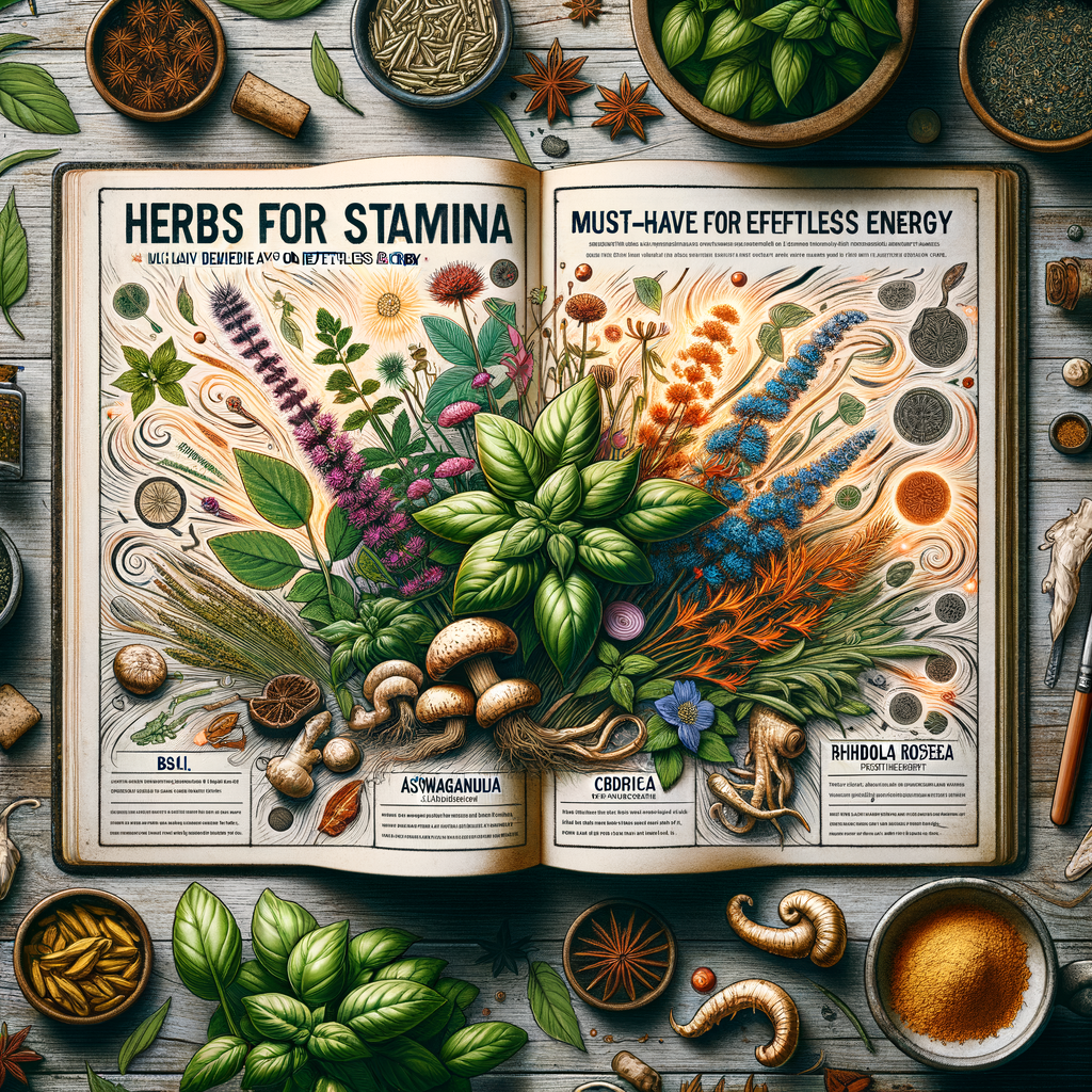Generate an eye-catching, high-quality featured image prompt for a blog post about: Herbs for Stamin