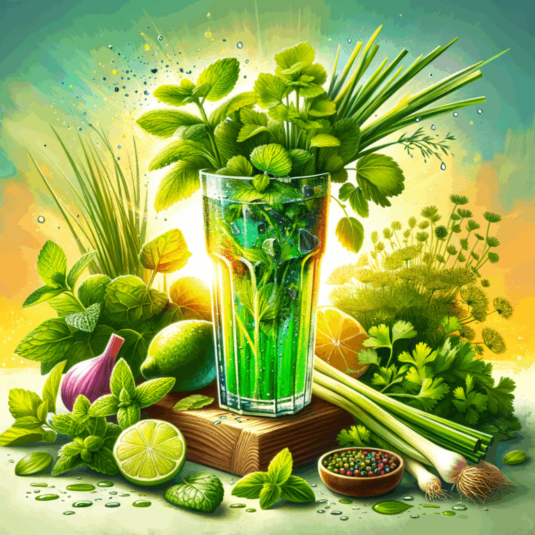 Generate an eye-catching, high-quality featured image prompt for a blog post about: Detox Drink Herb