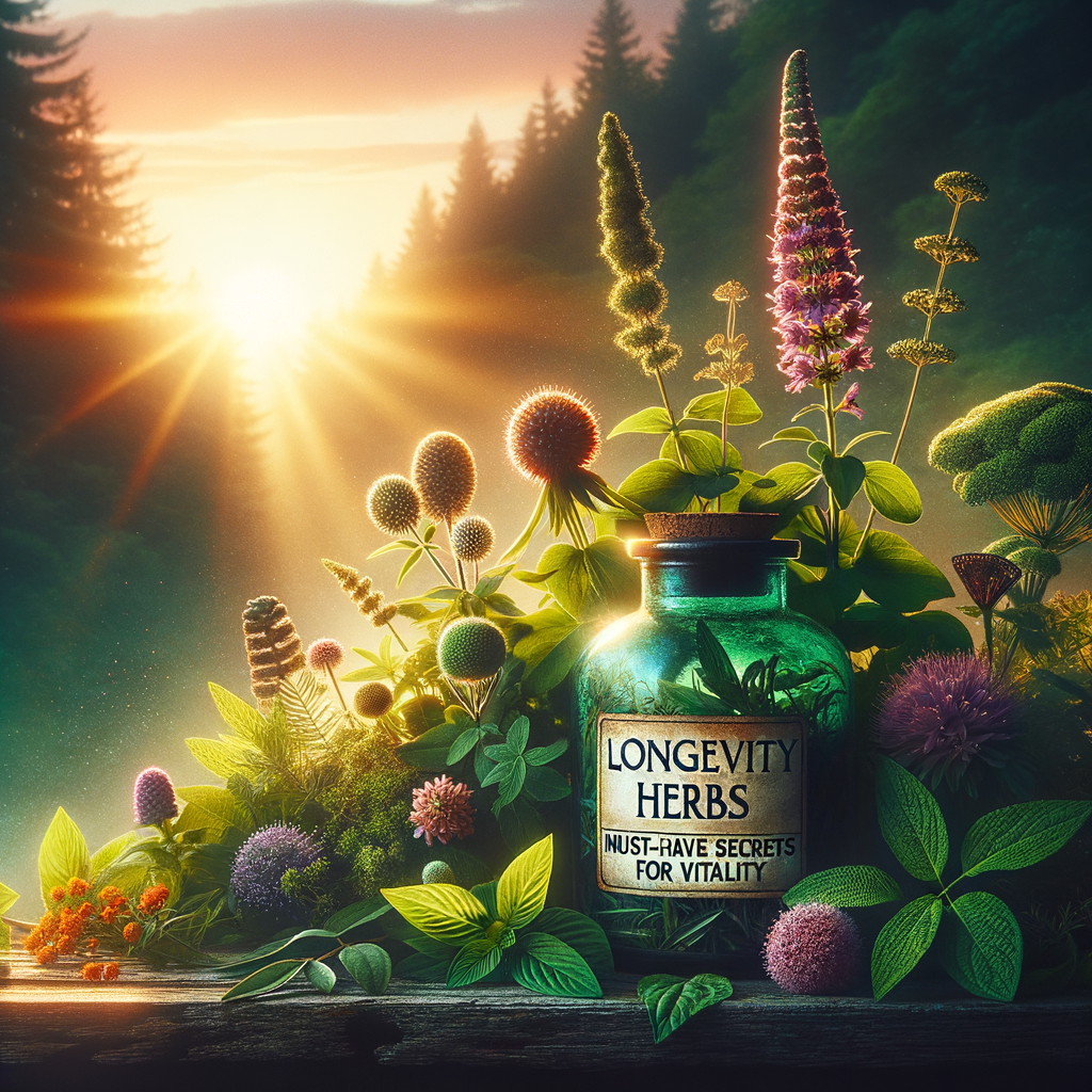 Generate an eye-catching, high-quality featured image prompt for a blog post about: Longevity Herbs: