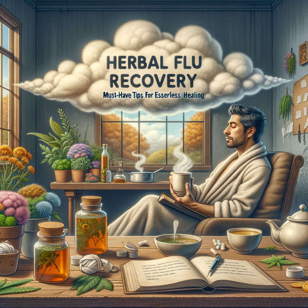 Generate an eye-catching, high-quality featured image prompt for a blog post about: Herbal Flu Recov