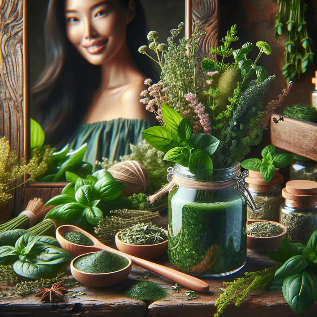 Generate an eye-catching, high-quality featured image prompt for a blog post about: Detox Skin Herbs