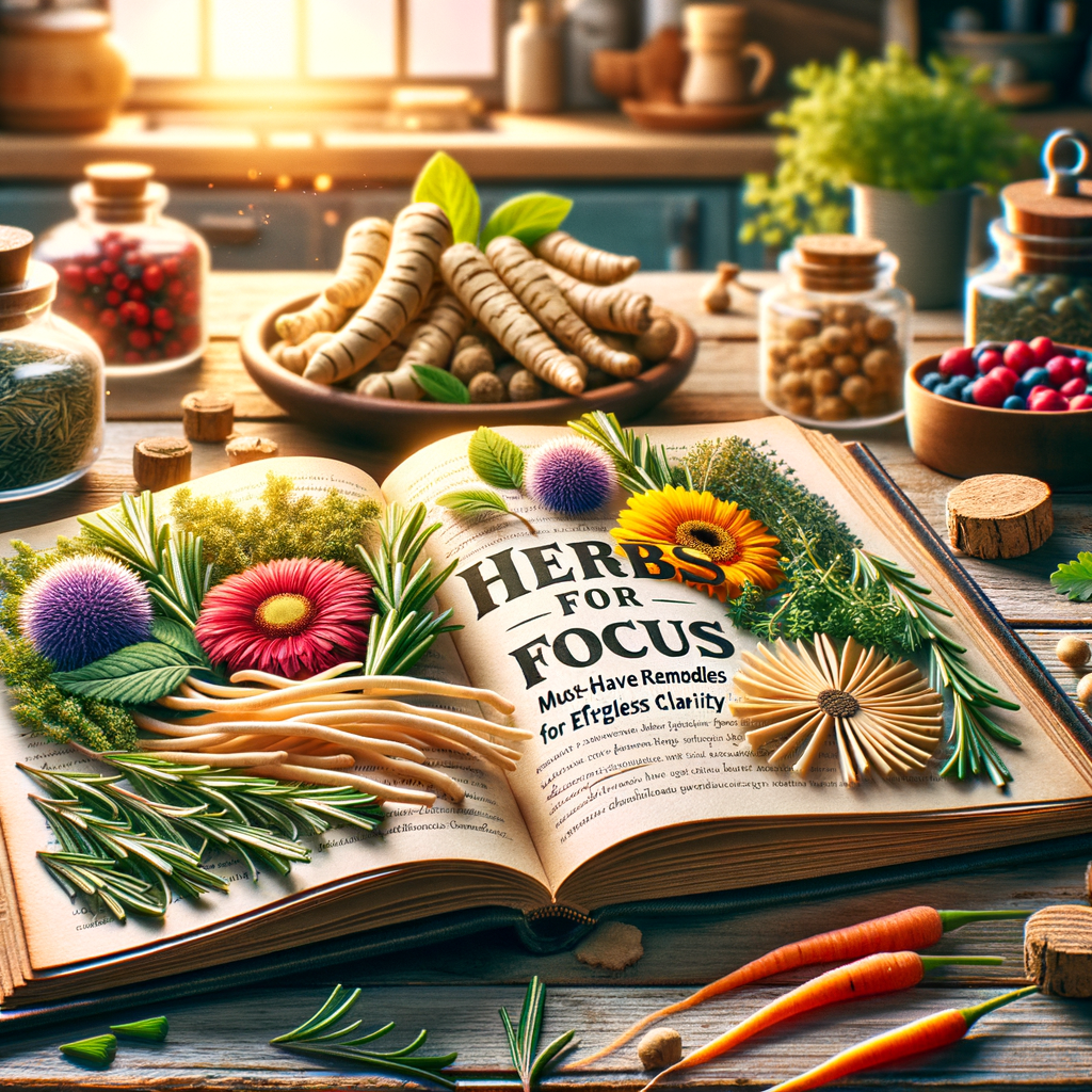 Generate an eye-catching, high-quality featured image prompt for a blog post about: Herbs for Focus: