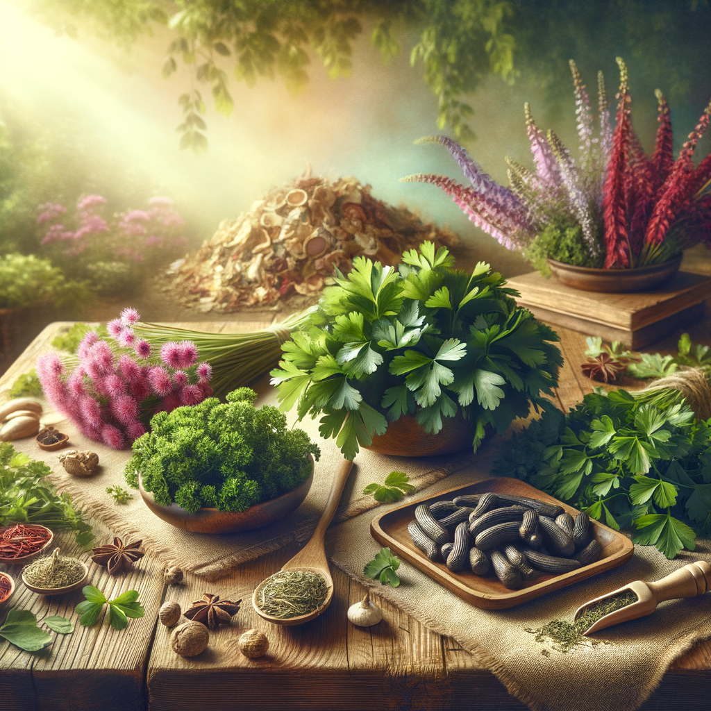 Generate an eye-catching, high-quality featured image prompt for a blog post about: Menopause Herbs: