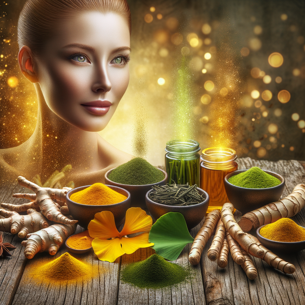 Generate an eye-catching, high-quality featured image prompt for a blog post about: Anti-Aging Herbs