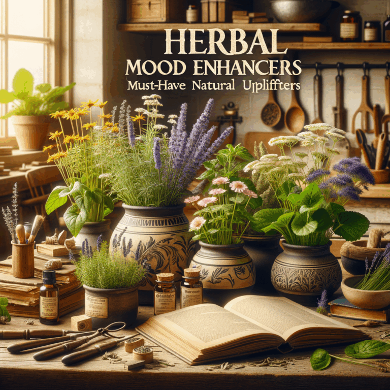 Generate an eye-catching, high-quality featured image prompt for a blog post about: Herbal Mood Enha
