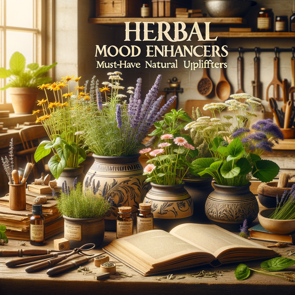Generate an eye-catching, high-quality featured image prompt for a blog post about: Herbal Mood Enha