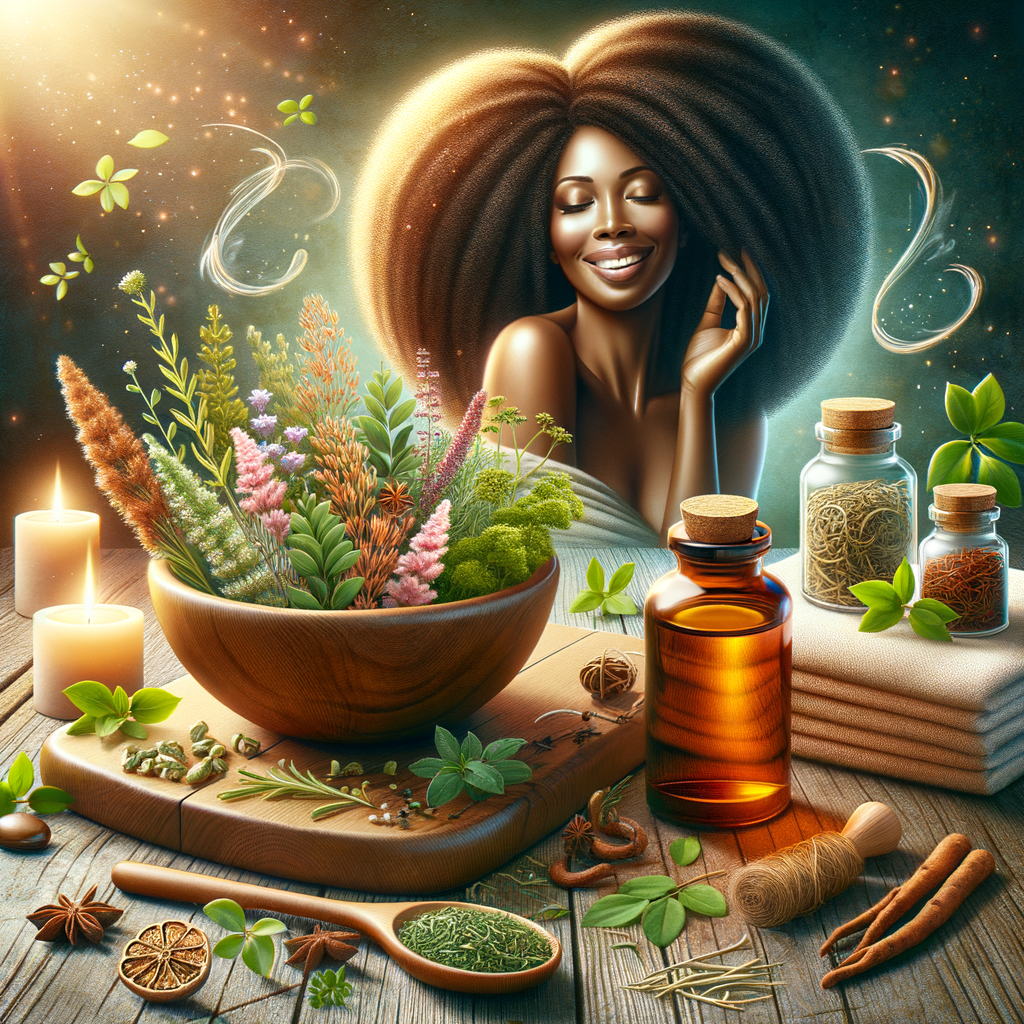 Generate an eye-catching, high-quality featured image prompt for a blog post about: Herbal Hair Loss