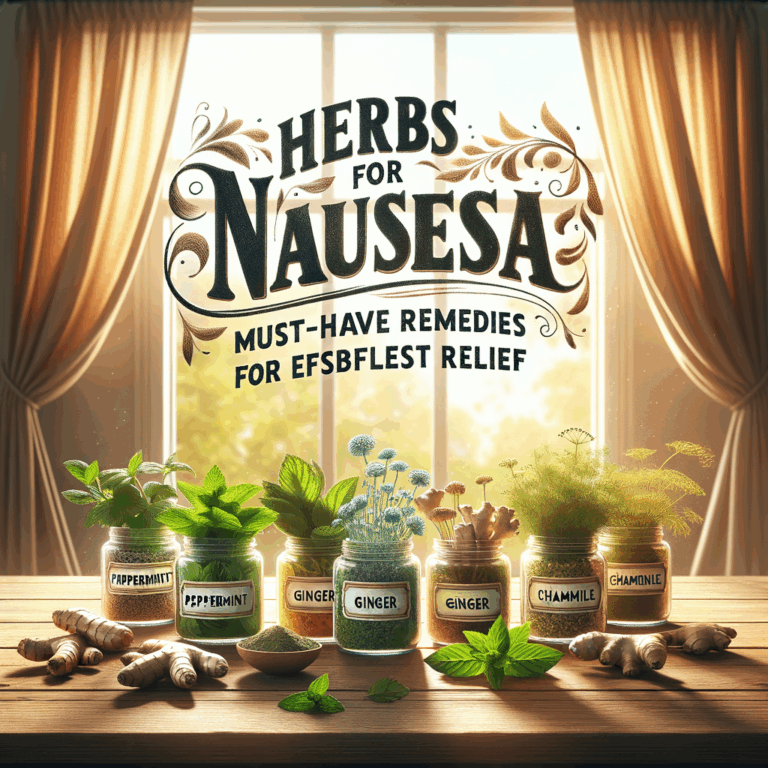 Generate an eye-catching, high-quality featured image prompt for a blog post about: Herbs for Nausea