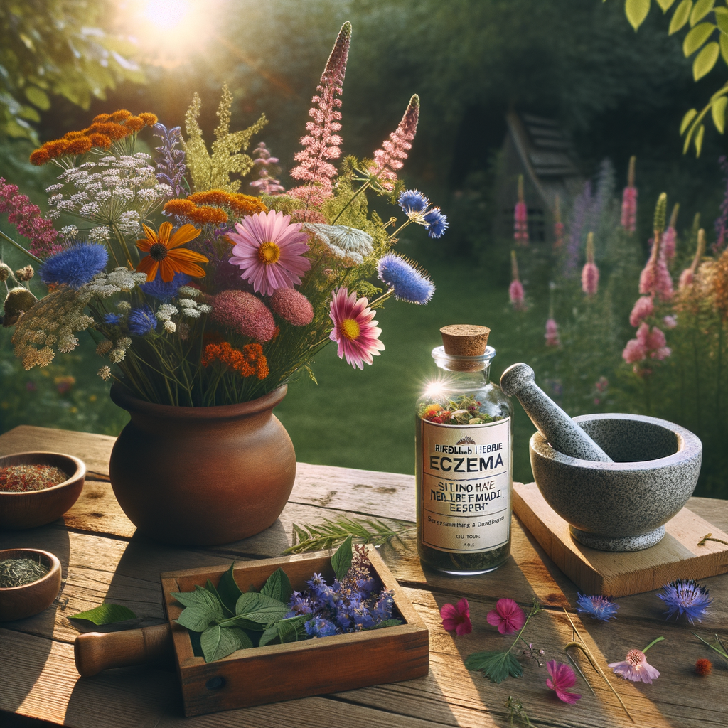 Generate an eye-catching, high-quality featured image prompt for a blog post about: Herbal Eczema Tr