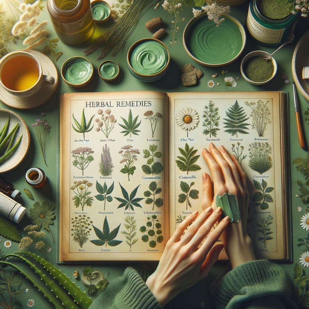 Generate an eye-catching, high-quality featured image prompt for a blog post about: Dry Skin Herbal