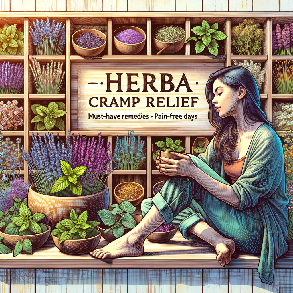 Generate an eye-catching, high-quality featured image prompt for a blog post about: Herbal Cramp Rel