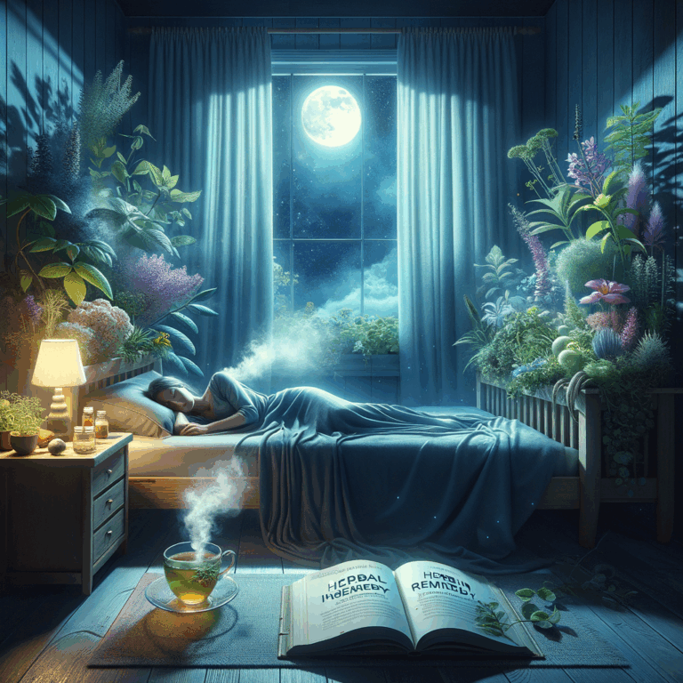 Generate an eye-catching, high-quality featured image prompt for a blog post about: Herbal Insomnia