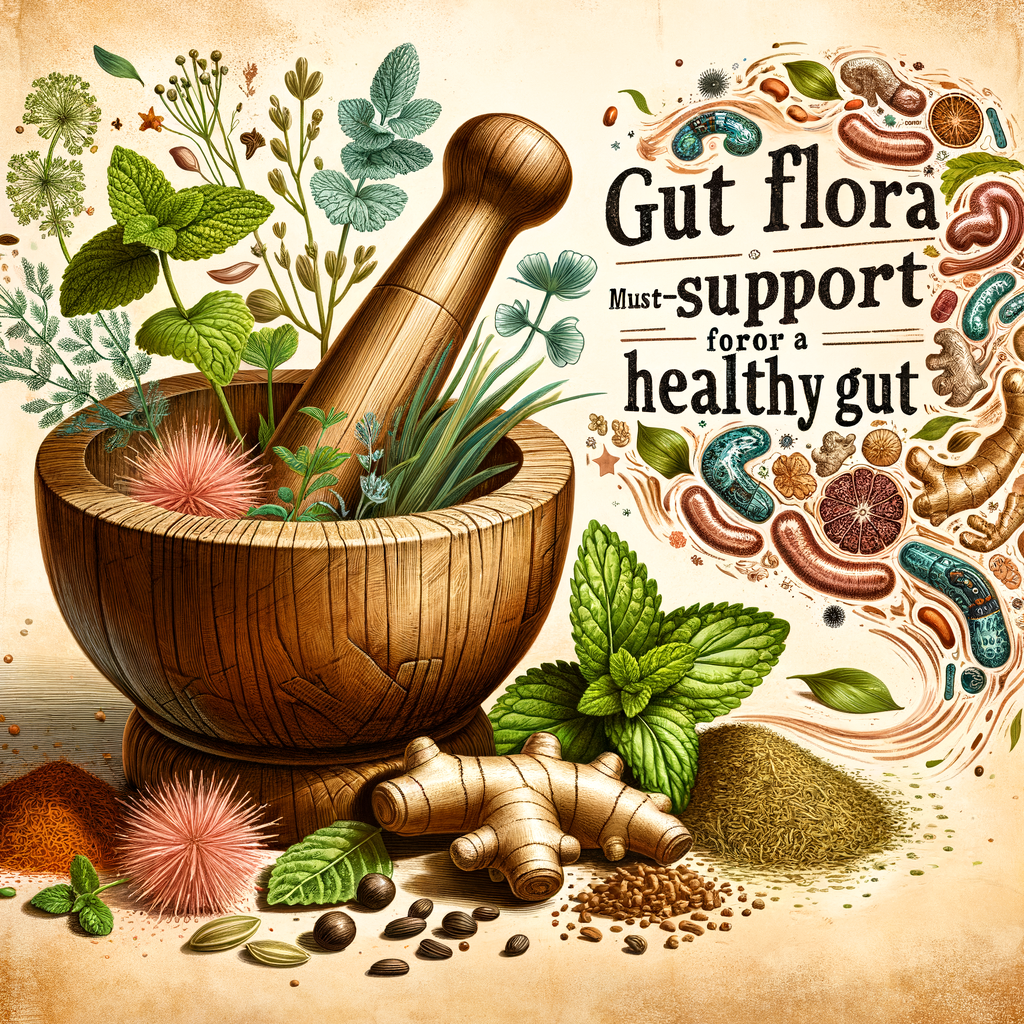 Generate an eye-catching, high-quality featured image prompt for a blog post about: Gut Flora Herbs: