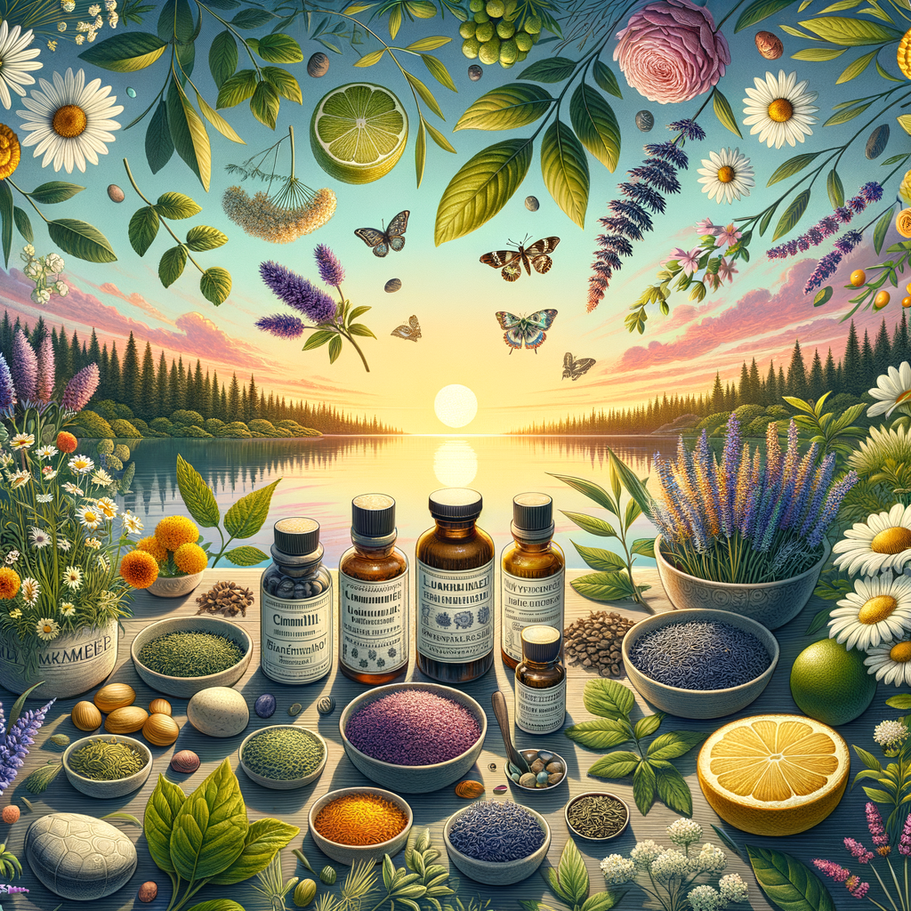 Generate an eye-catching, high-quality featured image prompt for a blog post about: Herbs for Calmne