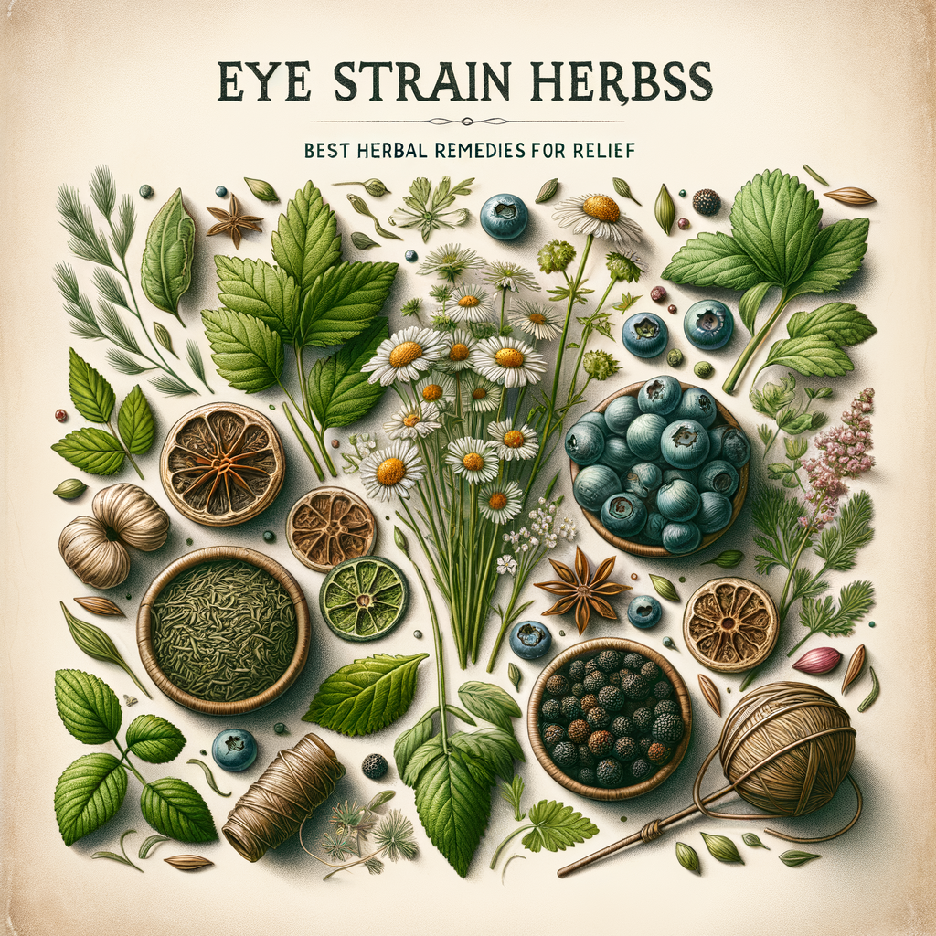 Generate an eye-catching, high-quality featured image prompt for a blog post about: Eye Strain Herbs
